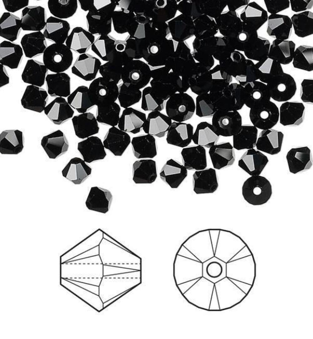 SEALED 4mm Bicone 5328 Authentic Swarovski Xilion 1,440 Crystal Beads JET BLACK